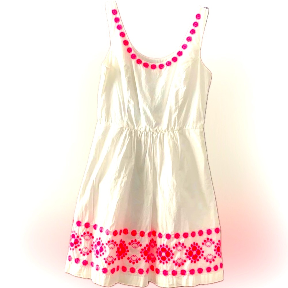 VINEYARD VINES WHITE HOT PINK SZ6 CRISP 100 COTTON SUMMER EASTER ALINE SUN DRESS